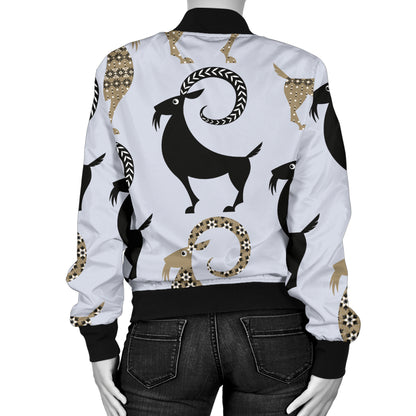 Goat Pattern Print Design 03 Women's Bomber Jacket