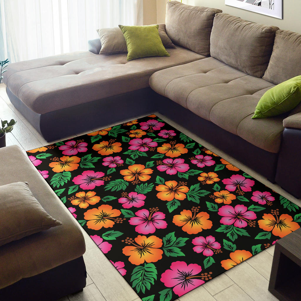 Hibiscus Pattern Print Design HB029 Area Rugs