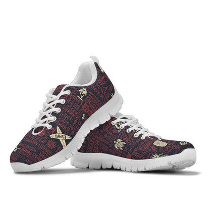 Hawaiian Themed Pattern Print Design H017 Sneakers White Bottom Shoes