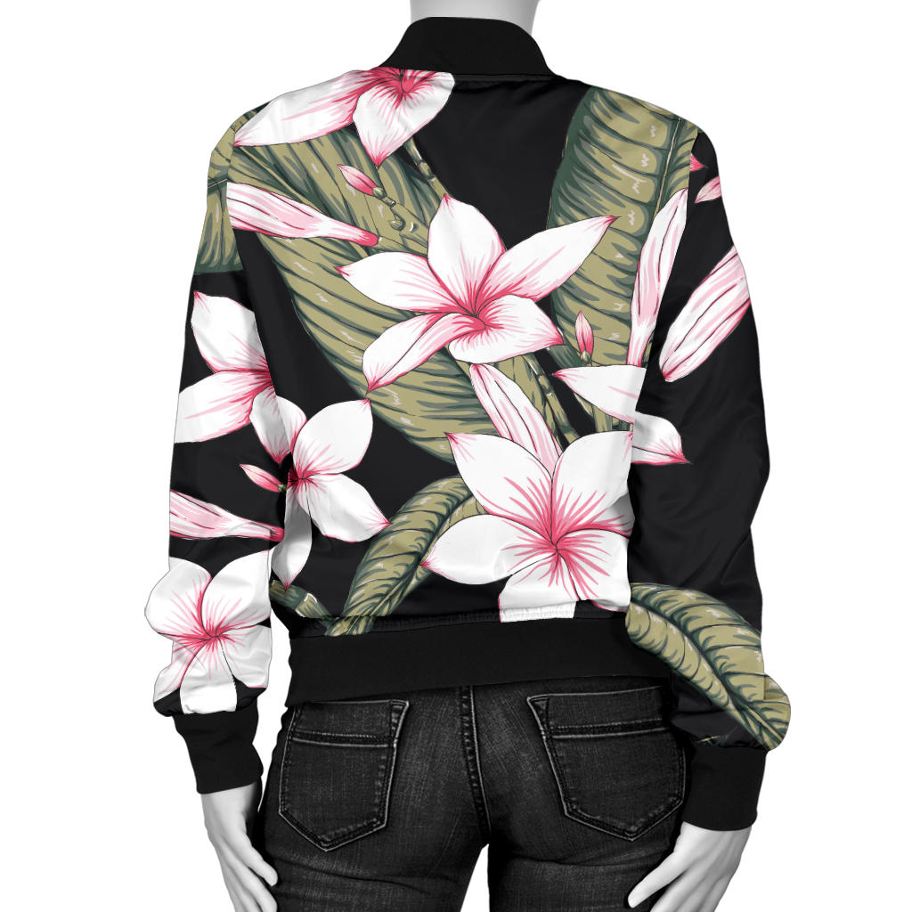 Plumeria Pattern Print Design PM021 Women Bomber Jacket