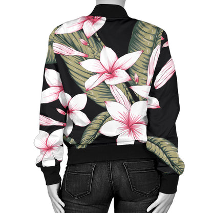Plumeria Pattern Print Design PM021 Women Bomber Jacket