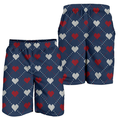 Heart Knit Pattern Print Design HE05 Mens Shorts
