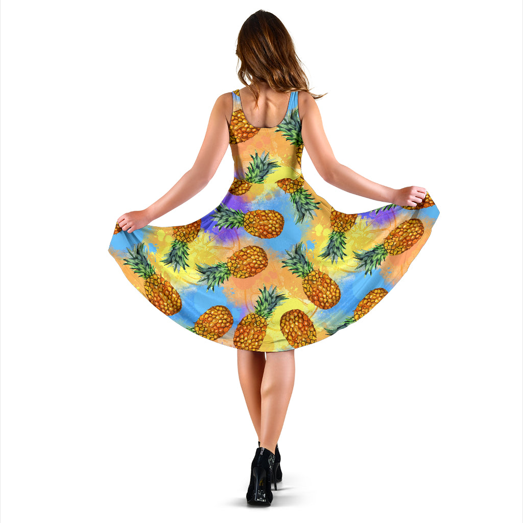 Pineapple Pattern Print Design PP09 Midi Dress