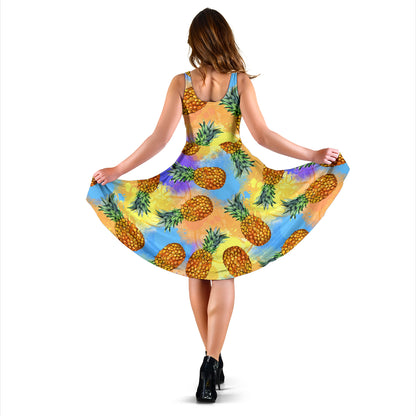 Pineapple Pattern Print Design PP09 Midi Dress