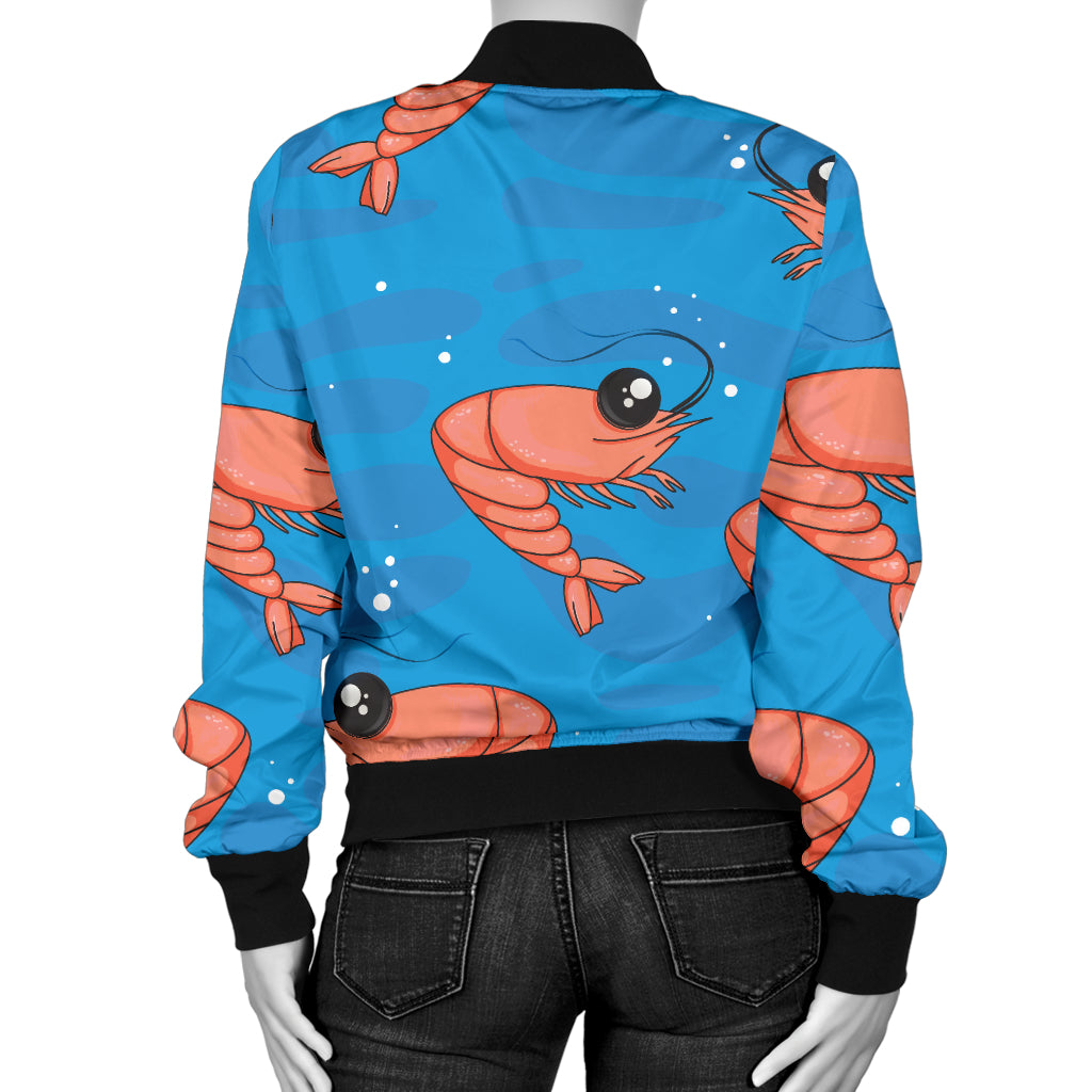 Prawn Cute Pattern Print Design 03 Women's Bomber Jacket