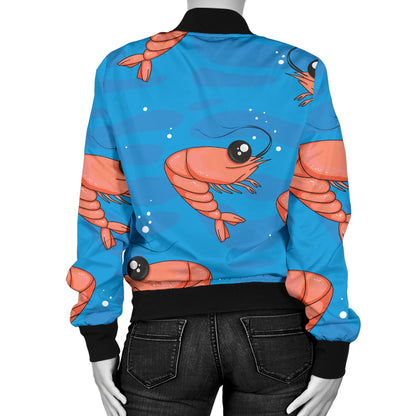Prawn Cute Pattern Print Design 03 Women's Bomber Jacket