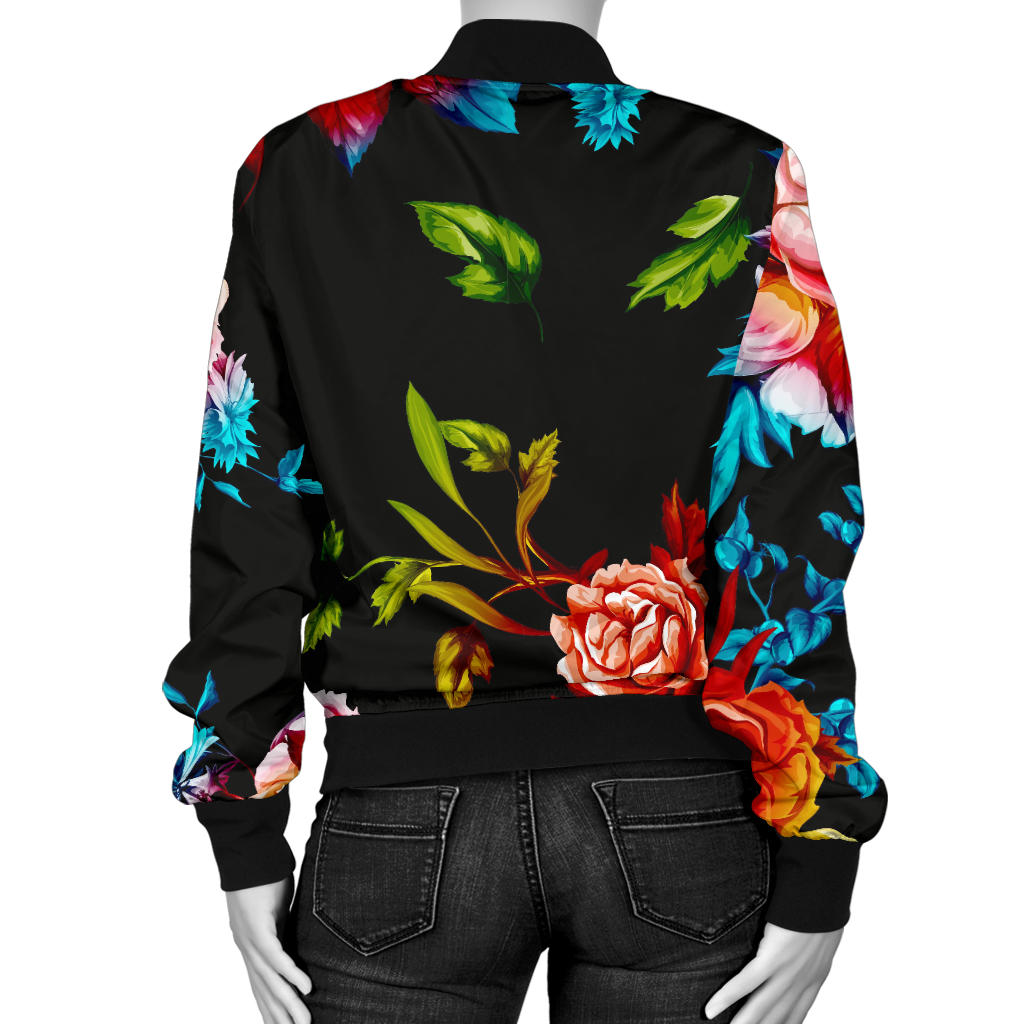 Peony Pattern Print Design PE07 Women Bomber Jacket