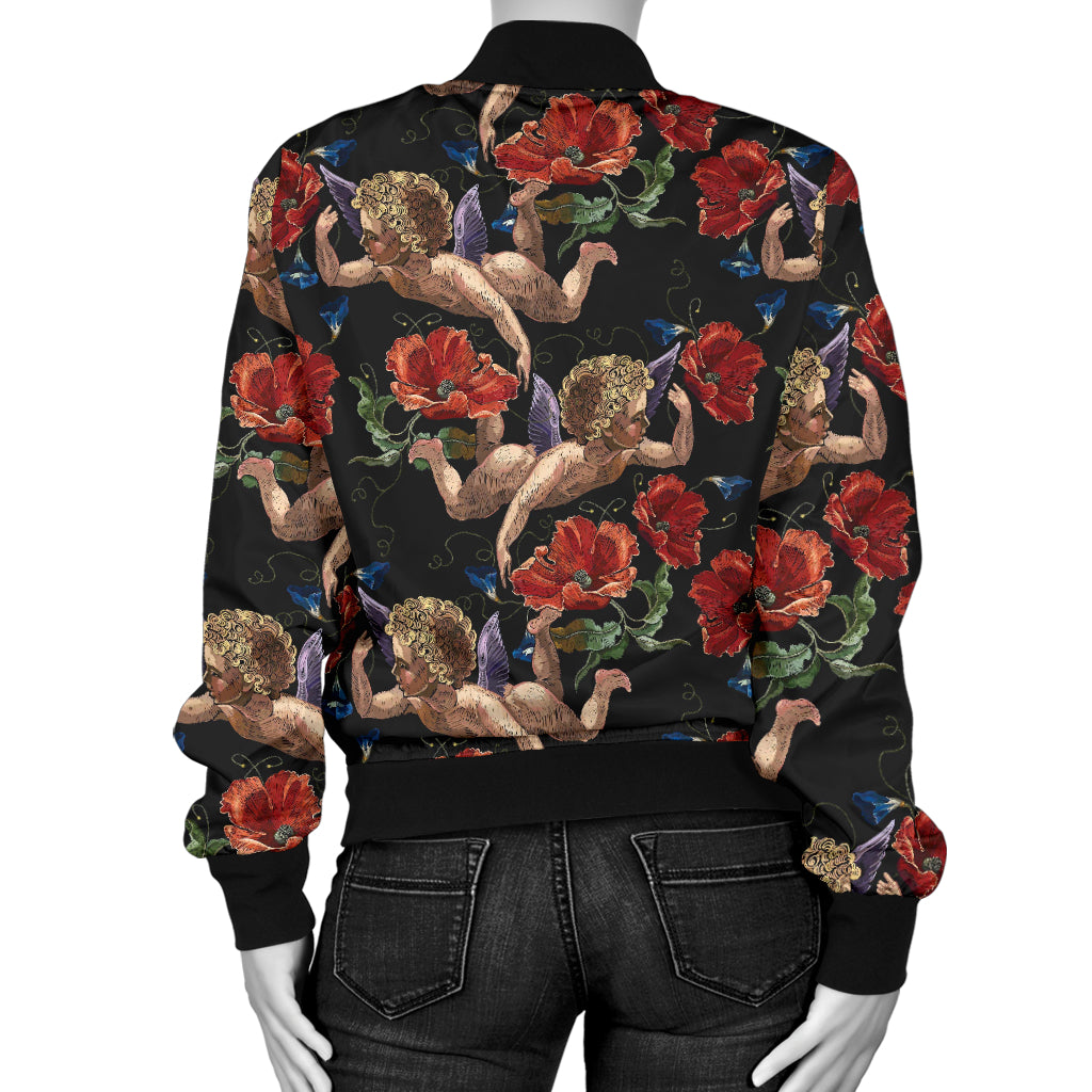 Cupid Pattern Print Design 05 Women's Bomber Jacket