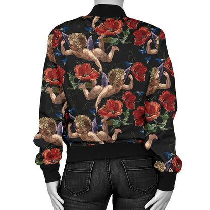 Cupid Pattern Print Design 05 Women's Bomber Jacket