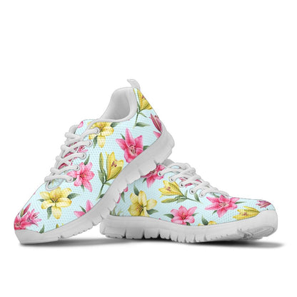 Lily Pattern Print Design LY010 Sneakers White Bottom Shoes