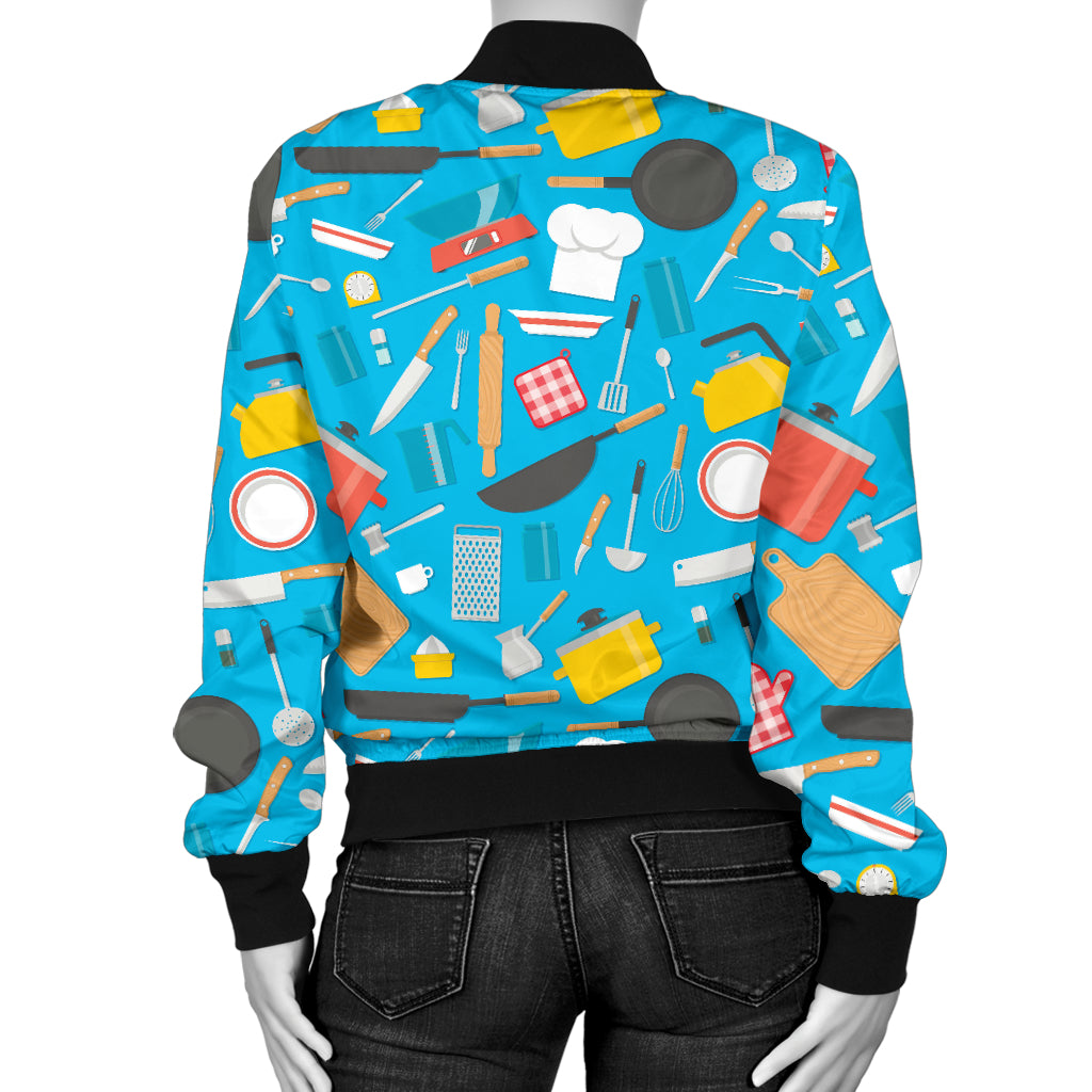 Cooking Kitchen Tools Pattern Print Design 03 Women's Bomber Jacket