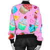 Cupcake Pattern Print Design CP05 Women Bomber Jacket