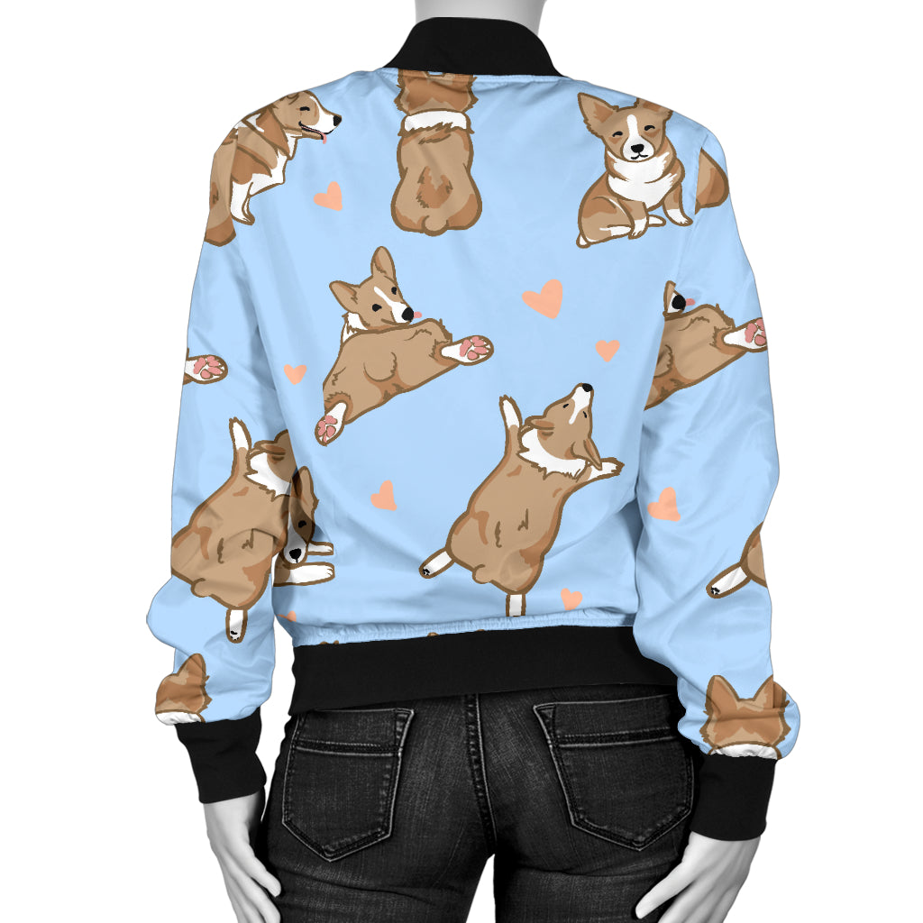 Pembroke Welsh Corgis Pattern Print Design A05 Women's Bomber Jacket