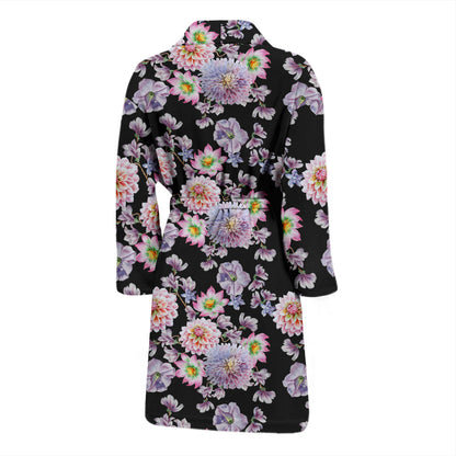 Dahlia Pattern Print Design DH012 Men Bathrobe