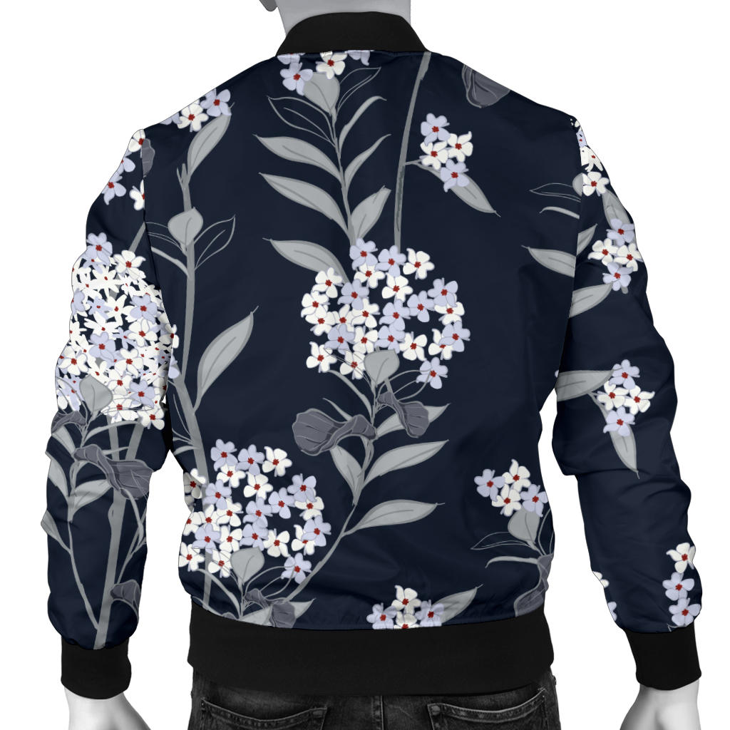 Hydrangea Pattern Print Design HD07 Men Bomber Jacket