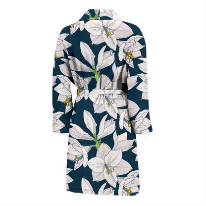 Amaryllis Pattern Print Design AL02 Men Bathrobe
