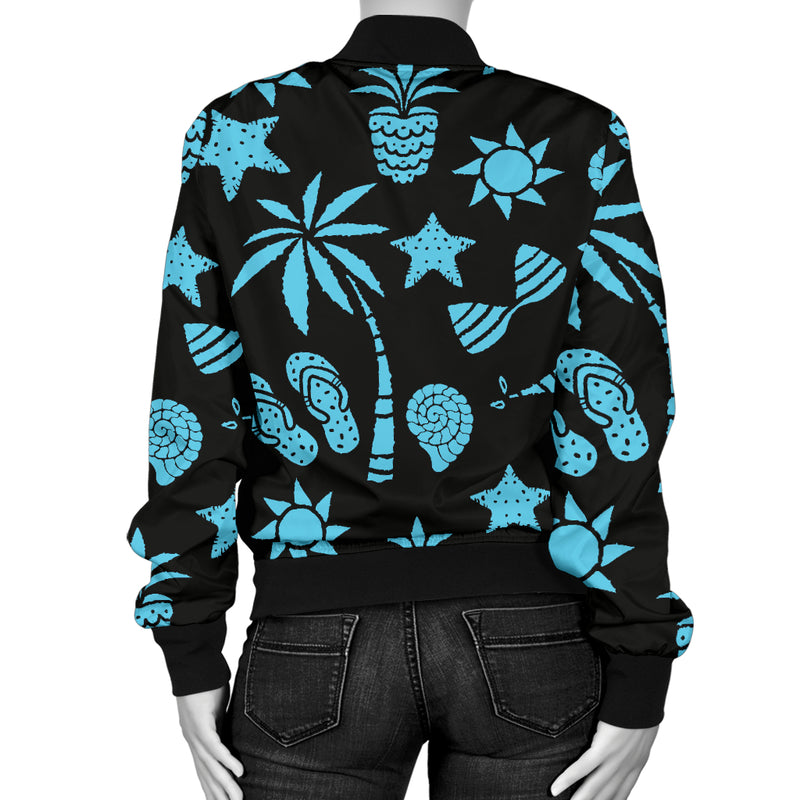 Beach Scene Pattern Print Design 03 Women's Bomber Jacket