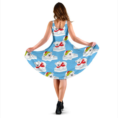 Polar Bear Pattern Print Design PB06 Midi Dress