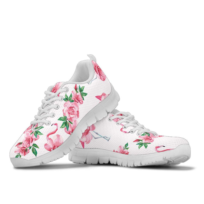 Flamingo Rose Pattern Sneakers White Bottom Shoes