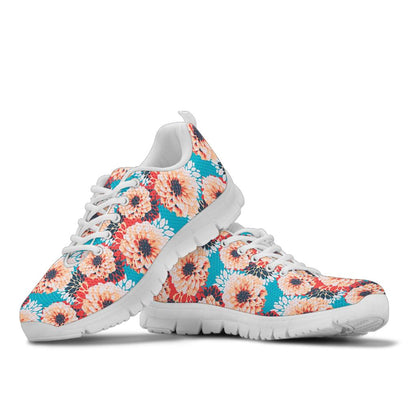 Dahlia Pattern Print Design DH05 Sneakers White Bottom Shoes