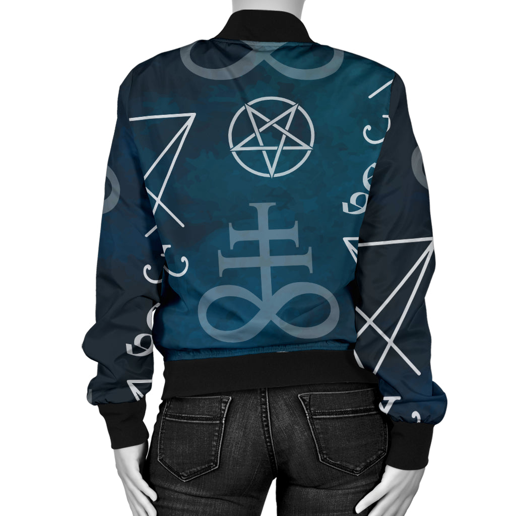 Pentagram Pattern Print Design A03 Women's Bomber Jacket