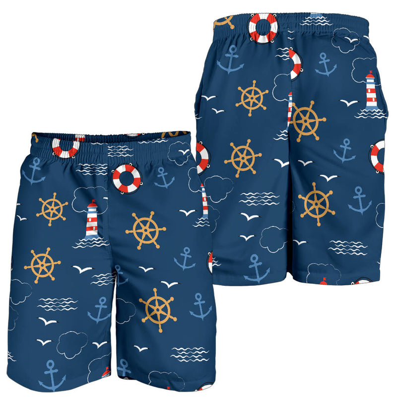 Nautical Pattern Print Design A06 Mens Shorts