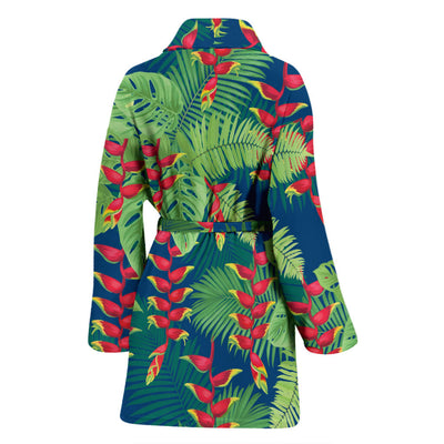 Heliconia Pattern Print Design HL08 Women Bathrobe