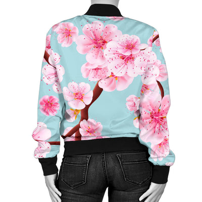 Cherry Blossom Pattern Print Design CB04 Women Bomber Jacket