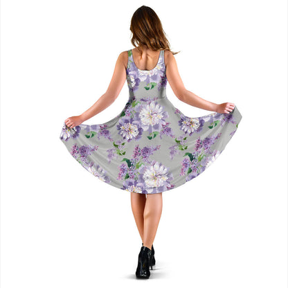 Lilac Pattern Print Design LI07 Midi Dress