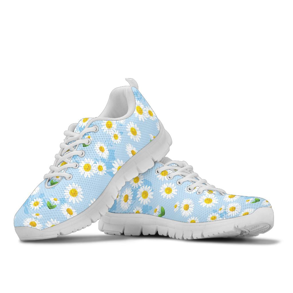 Daisy Pattern Print Design DS010 Sneakers White Bottom Shoes