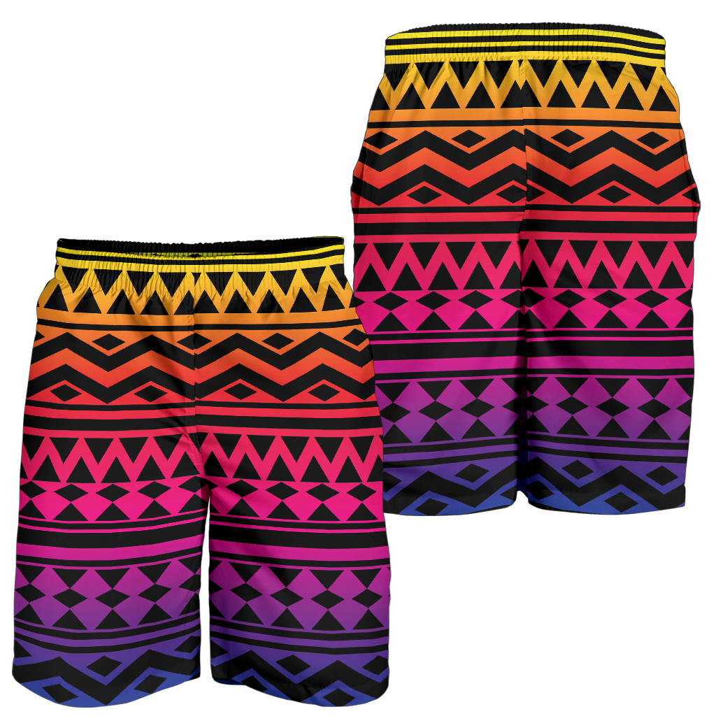 Rainbow Tribal Pattern Print Design A02 Mens Shorts