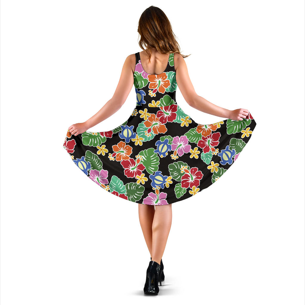 Hawaiian Themed Pattern Print Design H010 Midi Dress
