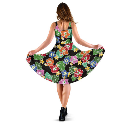Hawaiian Themed Pattern Print Design H010 Midi Dress