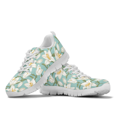 Lily Pattern Print Design LY09 Sneakers White Bottom Shoes