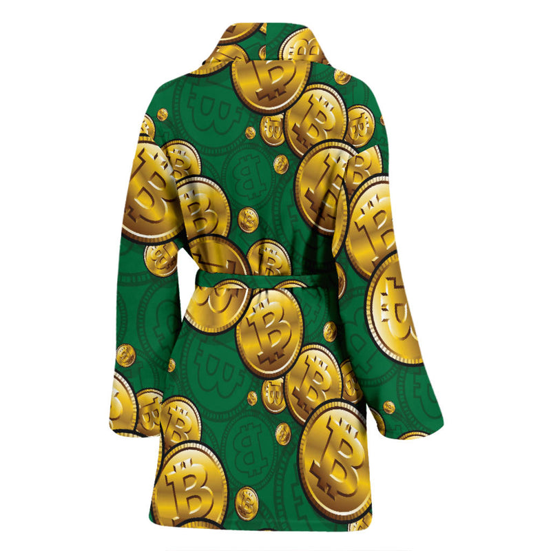 Bitcoin Pattern Print Design DO02 Women Bathrobe