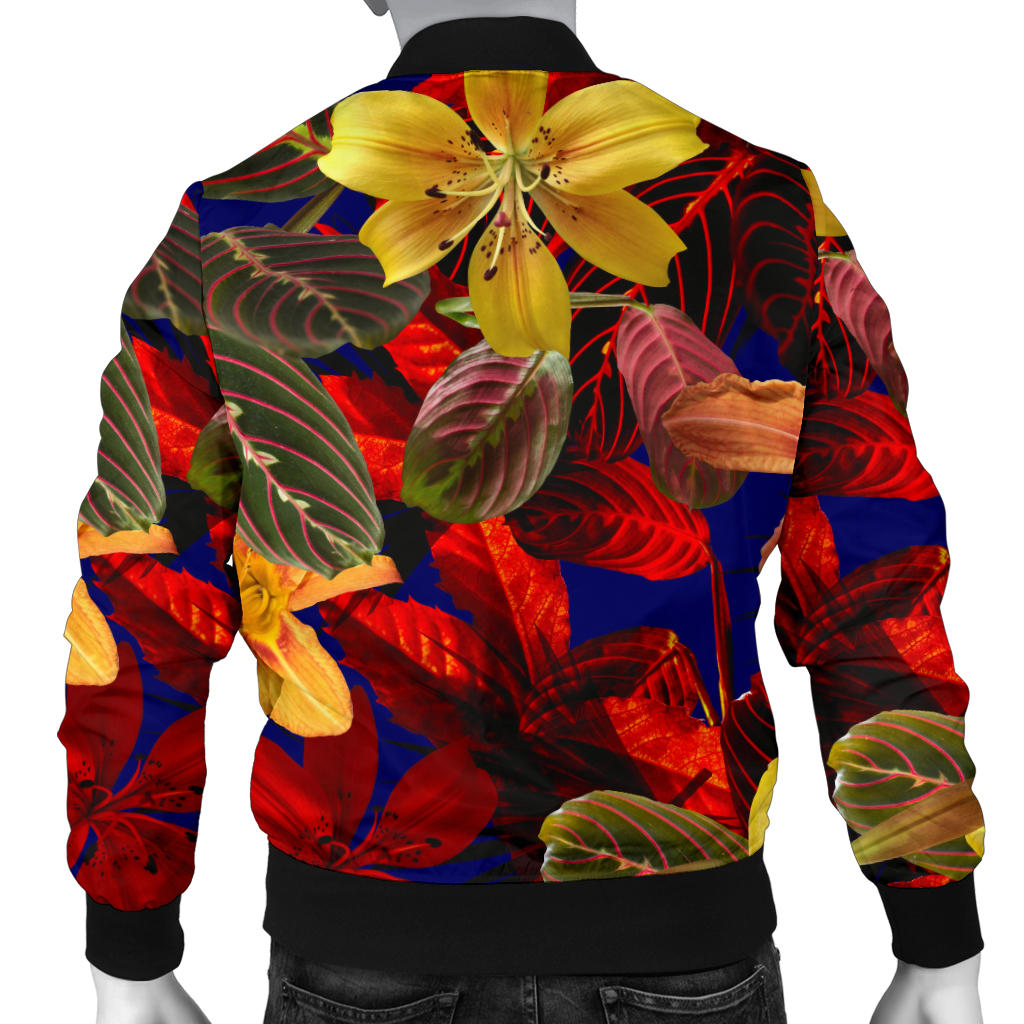 Lily Pattern Print Design LY014 Men Bomber Jacket