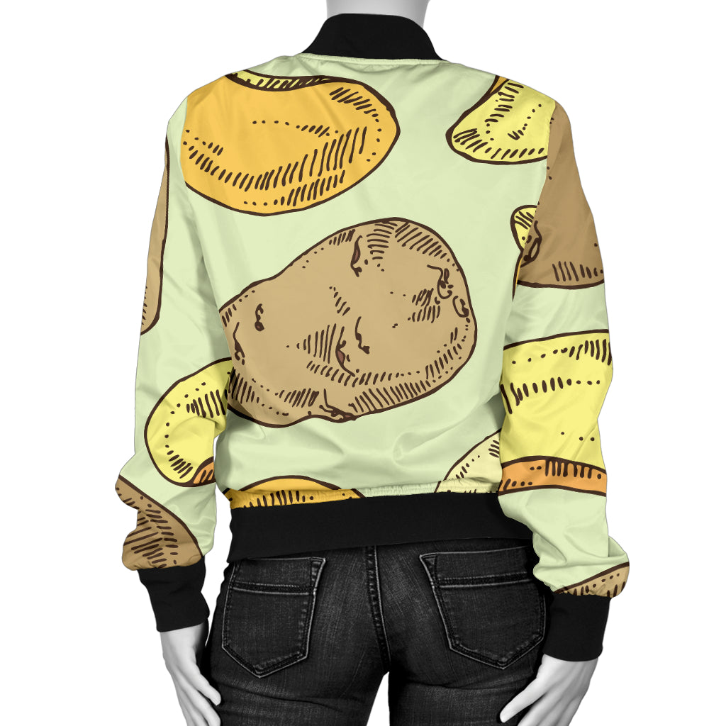 Potato Pattern Print Design A03 Women's Bomber Jacket