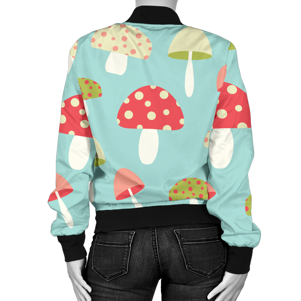 Mushroom Pattern Print Design A01 Women's Bomber Jacket