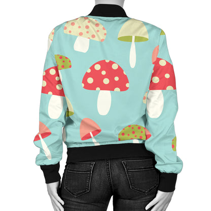 Mushroom Pattern Print Design A01 Women's Bomber Jacket