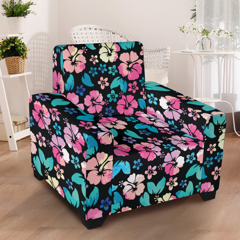 Pink Hibiscus Hawaiian Flower Armchair Slipcover