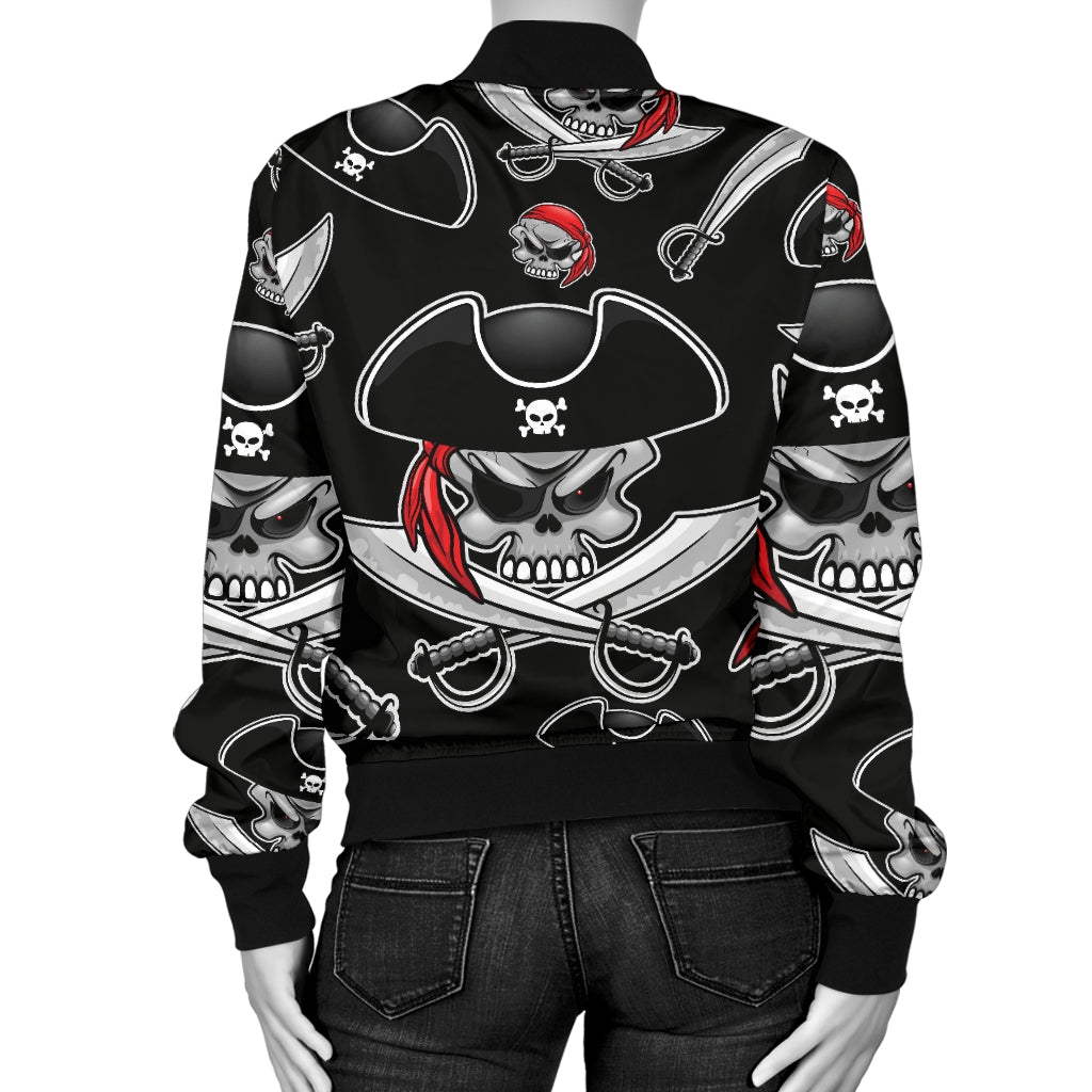 Pirate Pattern Print Design A05 Women's Bomber Jacket