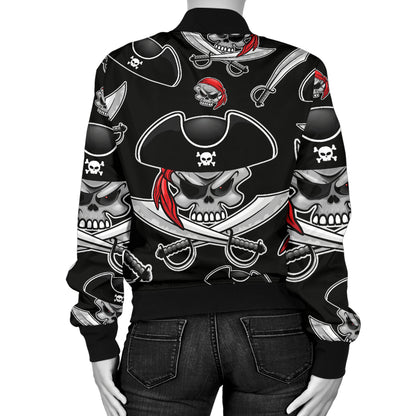 Pirate Pattern Print Design A05 Women's Bomber Jacket