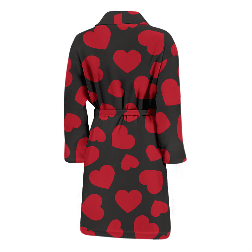 Heart Red Pattern Print Design HE01 Men Bathrobe