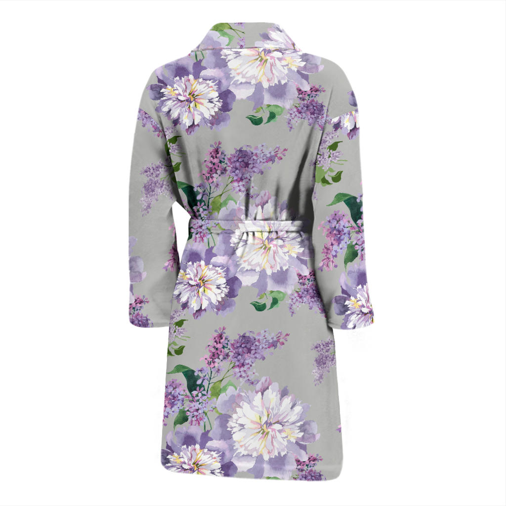 Lilac Pattern Print Design LI07 Men Bathrobe