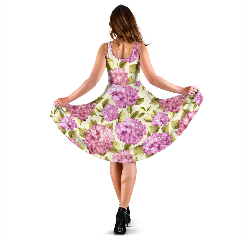 Hydrangea Pattern Print Design HD05 Midi Dress