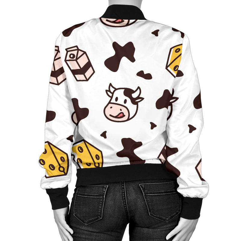 Cow Pattern Print Design 06 Women's Bomber Jacket