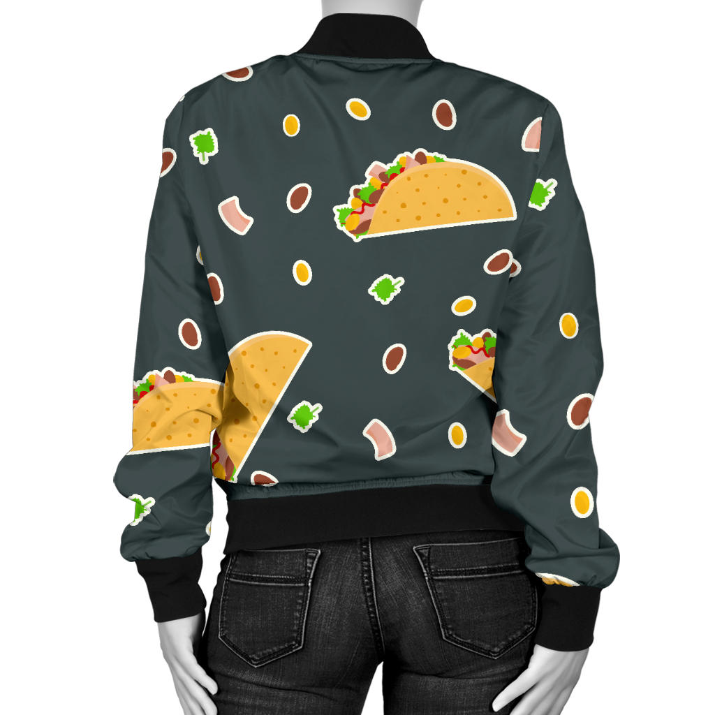 Taco Pattern Print Design TC02 Women Bomber Jacket