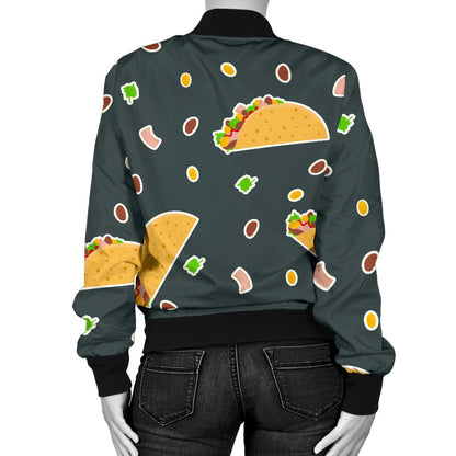 Taco Pattern Print Design TC02 Women Bomber Jacket