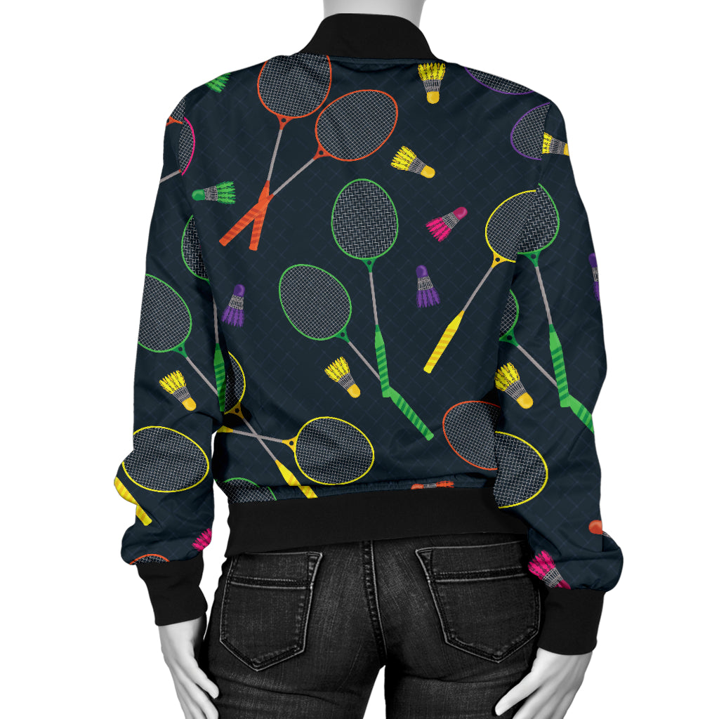 Badminton Pattern Print Design 04 Women's Bomber Jacket