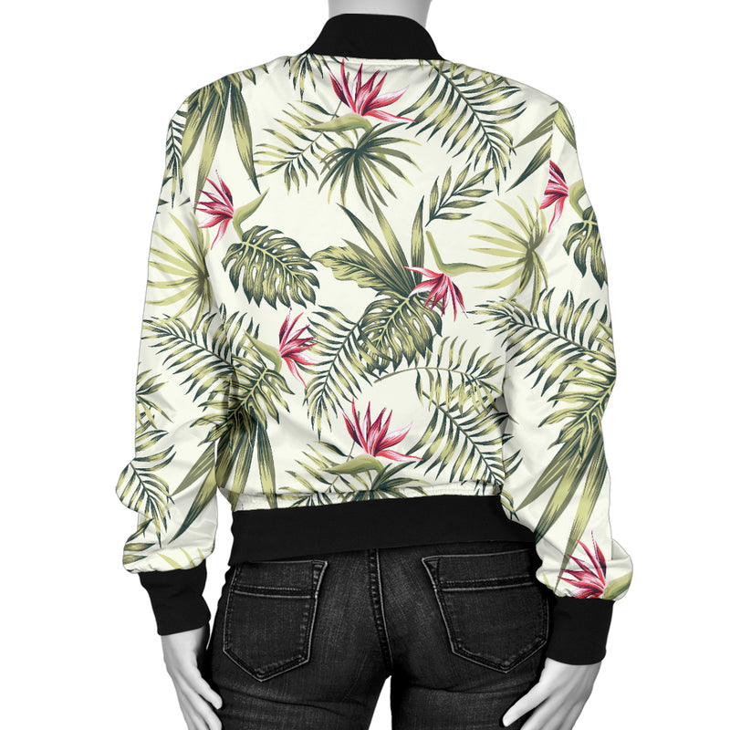 Bird Of Paradise Pattern Print Design 04 Women's Bomber Jacket